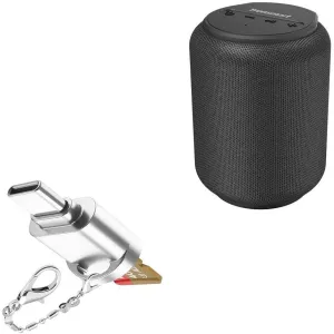 BoxWave Adapter Compatible with Tronsmart T6 Mini Upgraded Portable Speaker - Micro SD Card miniReader, USB Type-C OTG Reader USB3.0 Adapter Keychain - Metallic Silver