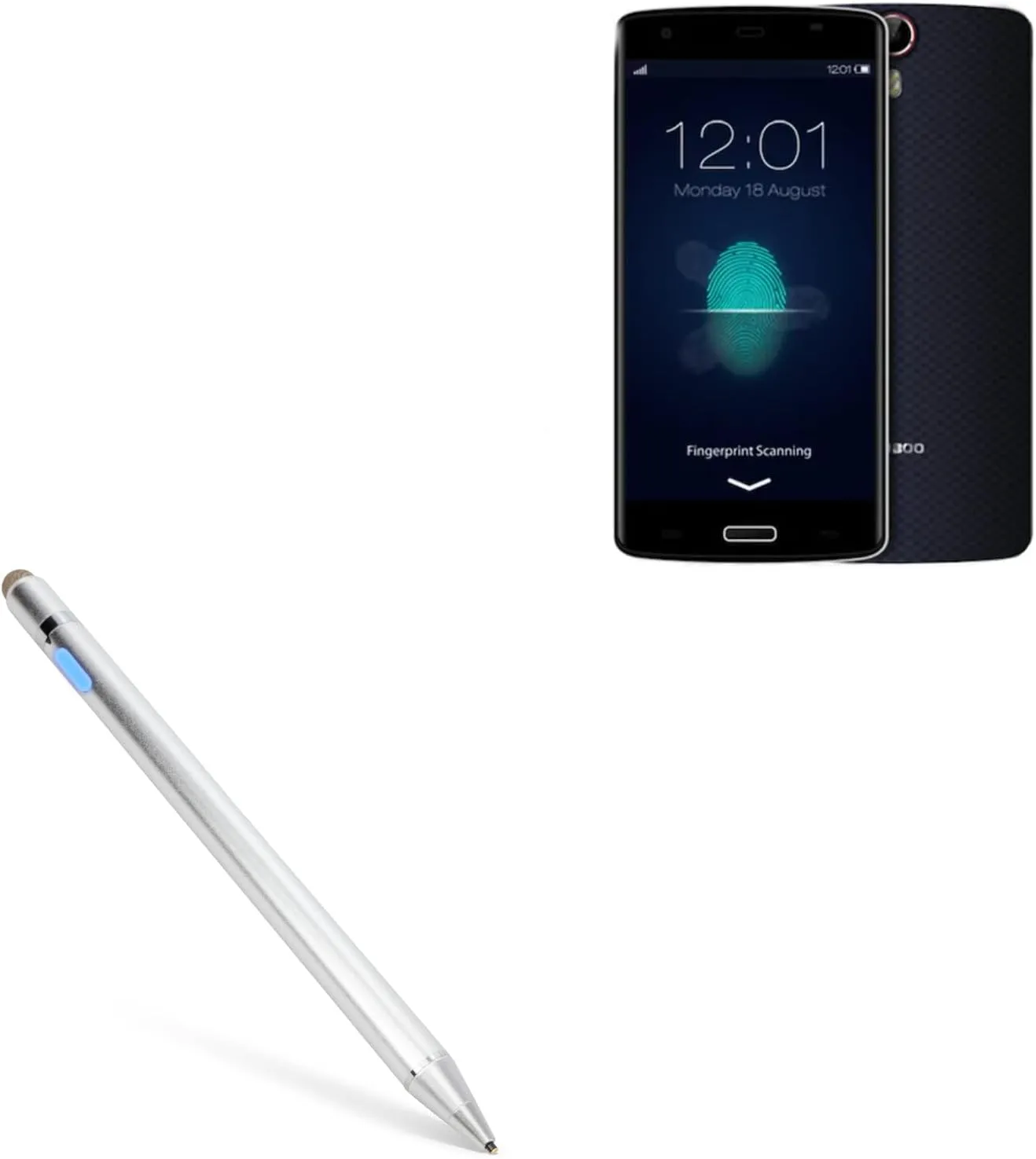 BoxWave Stylus Pen Compatible with Bluboo X6 - AccuPoint Active Stylus, Electronic Stylus with Ultra Fine Tip - Metallic Silver