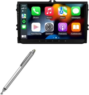 BoxWave Stylus Pen Compatible with Eonon VWA12S - DualTip Capacitive Stylus, Fiber Tip Disc Tip Capacitive Stylus Pen - Metallic Silver