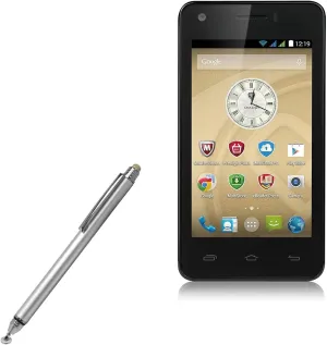 BoxWave Stylus Pen Compatible with Prestigio MultiPhone 5454 Duo - DualTip Capacitive Stylus, Fiber Tip Disc Tip Capacitive Stylus Pen - Metallic Silver