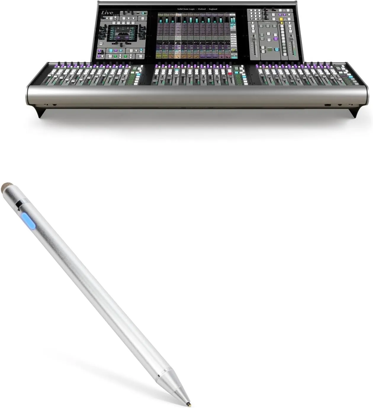 BoxWave Stylus Pen Compatible with Solid State Logic L650 - AccuPoint Active Stylus, Electronic Stylus with Ultra Fine Tip - Metallic Silver