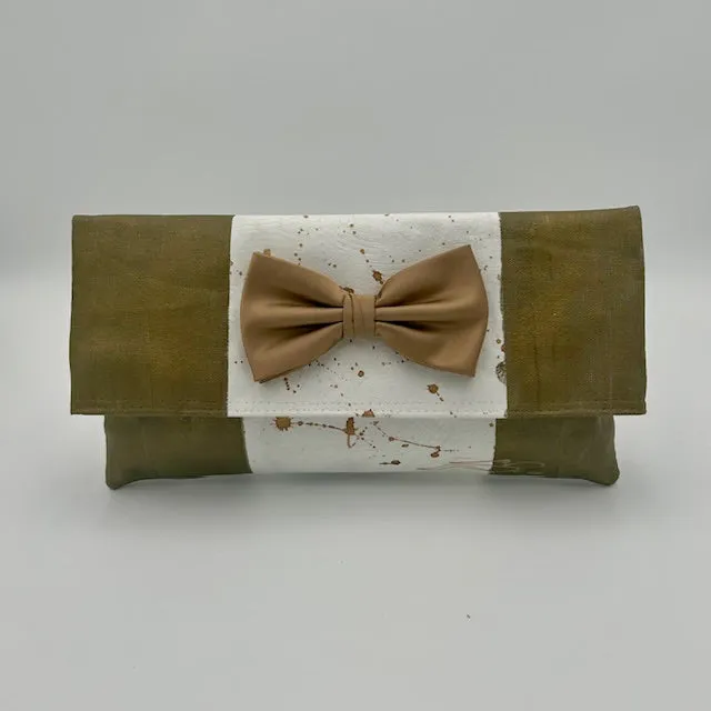 Bronze and White with Splatter and White Tuxedo Bow