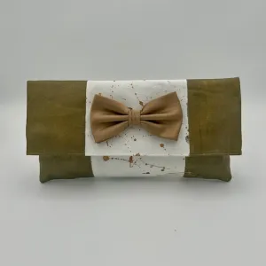 Bronze and White with Splatter and White Tuxedo Bow