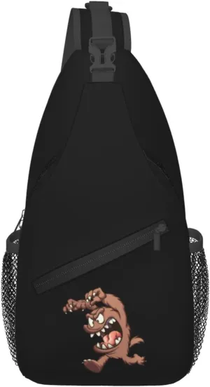Brown Cartoon Monsters Crossbody Bags For Women Men Chest Backpack Gym Shoulder Bag Travel Outdoor Sports Casual Crossbody Bags