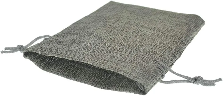 Burlap Bags 3.9 x 5.5, Small Drawstring Gift Bags, Linen Wedding Party Christmas Favor Sacks Jewelry Candy Pouches 20Pcs (Gray)