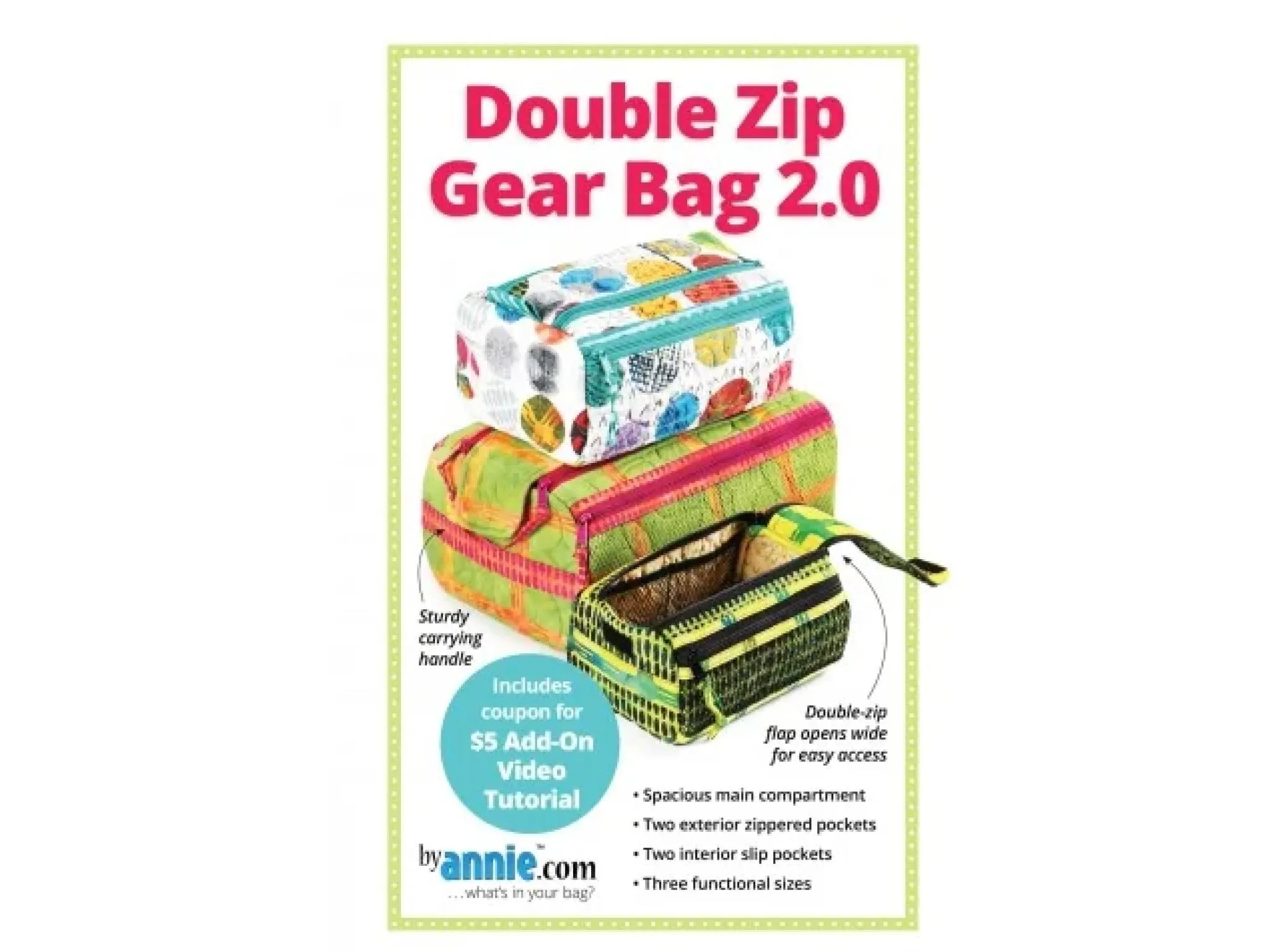By Annie Double Zip Gear Bag 2.0 Pattern