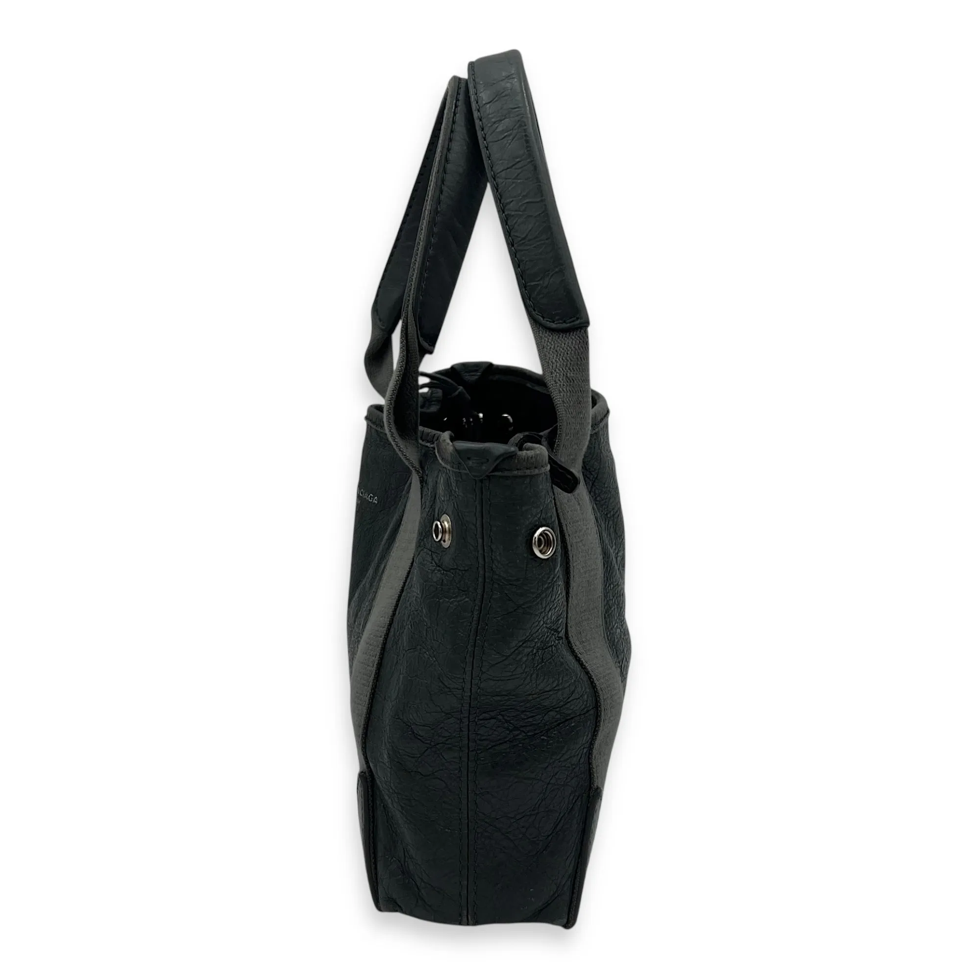 Cabas XS Grey Tote Bag in Calfskin, Silver hardware