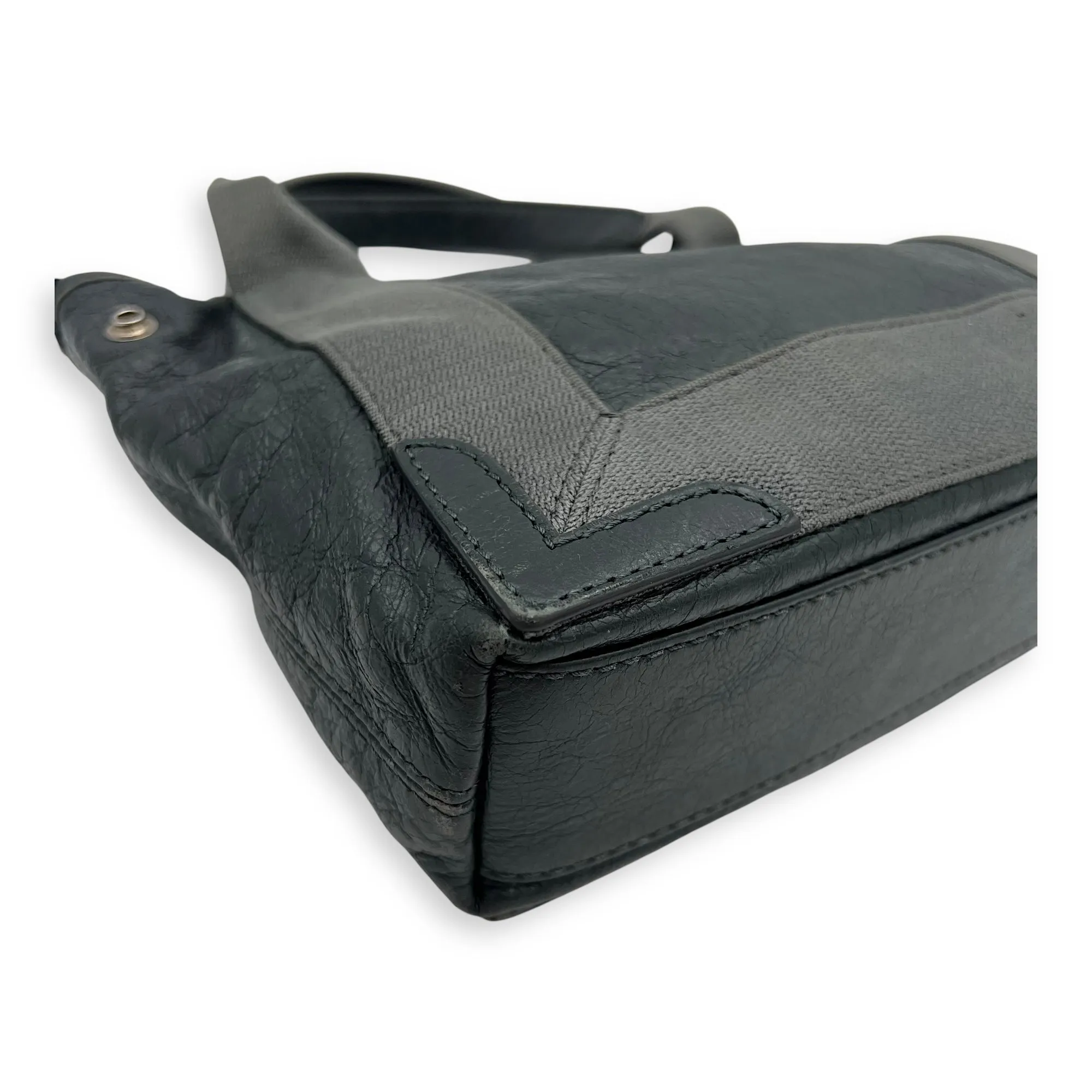 Cabas XS Grey Tote Bag in Calfskin, Silver hardware