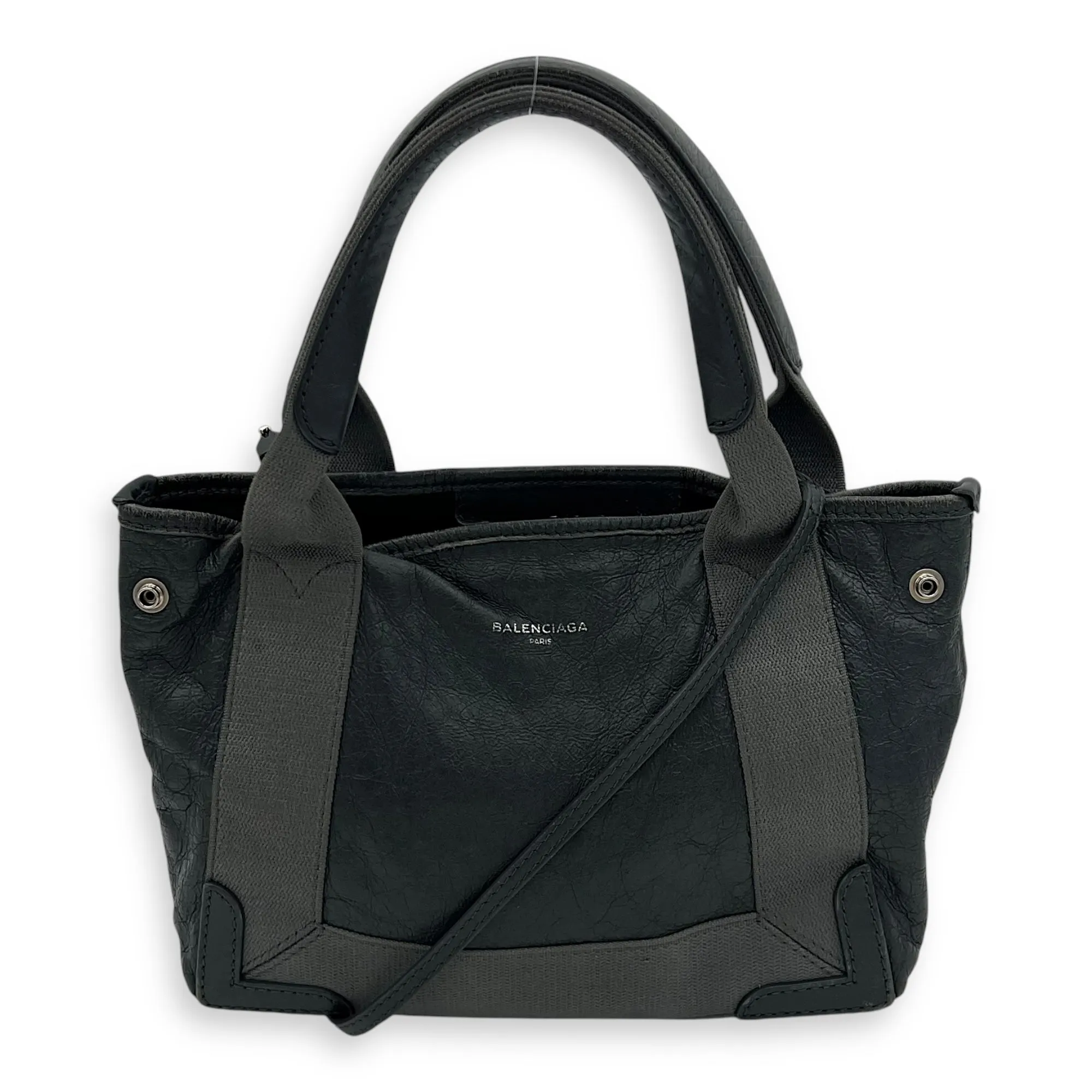 Cabas XS Grey Tote Bag in Calfskin, Silver hardware
