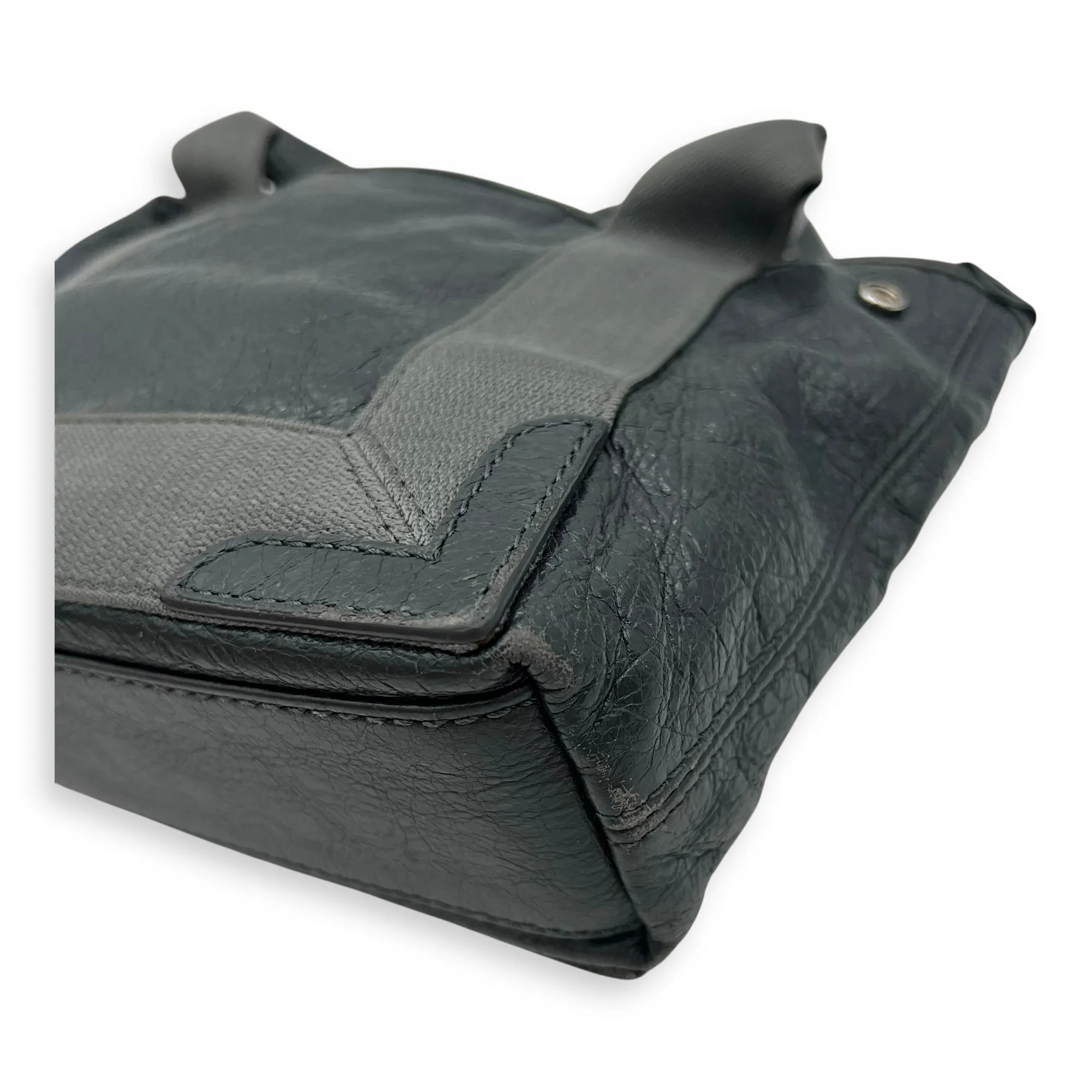 Cabas XS Grey Tote Bag in Calfskin, Silver hardware