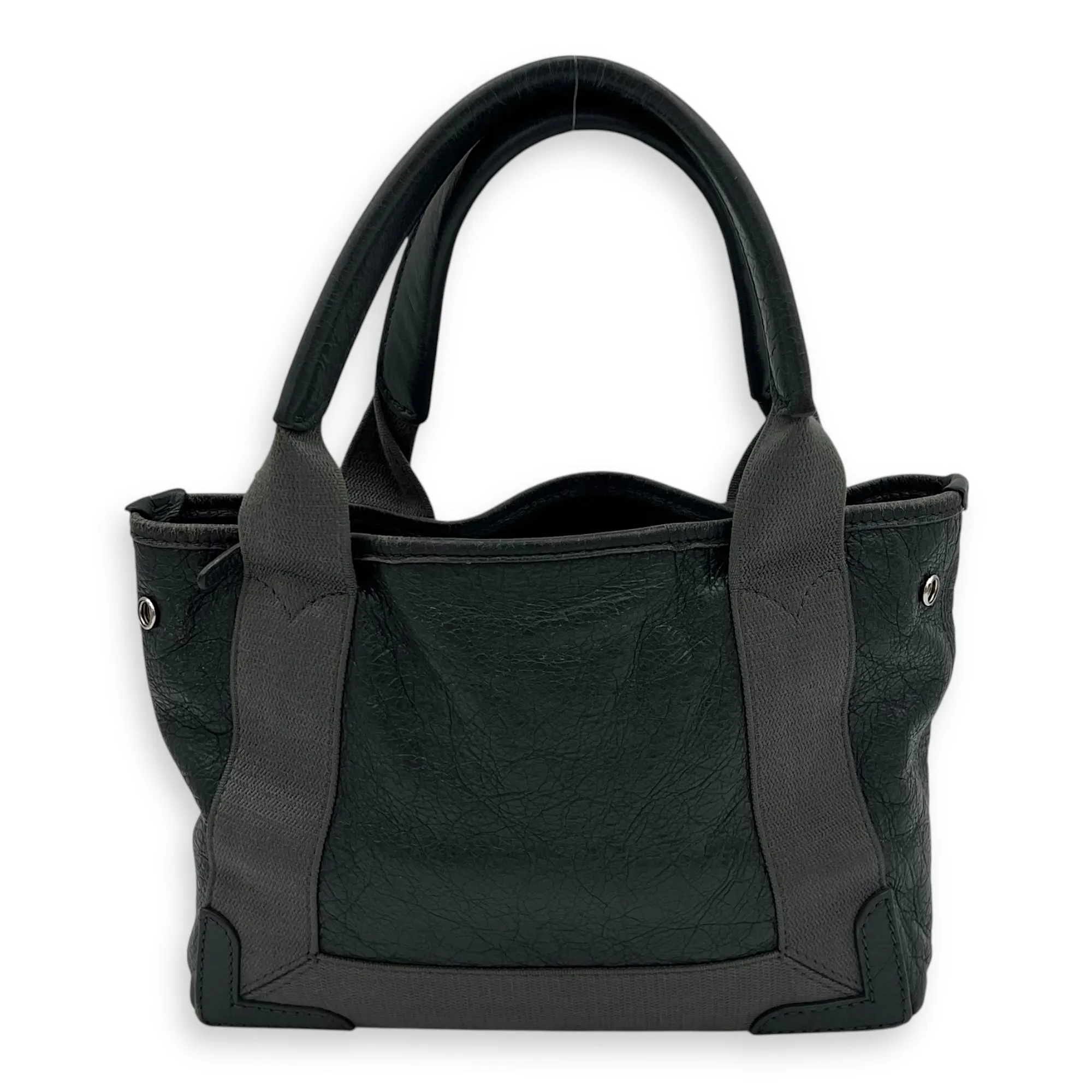 Cabas XS Grey Tote Bag in Calfskin, Silver hardware