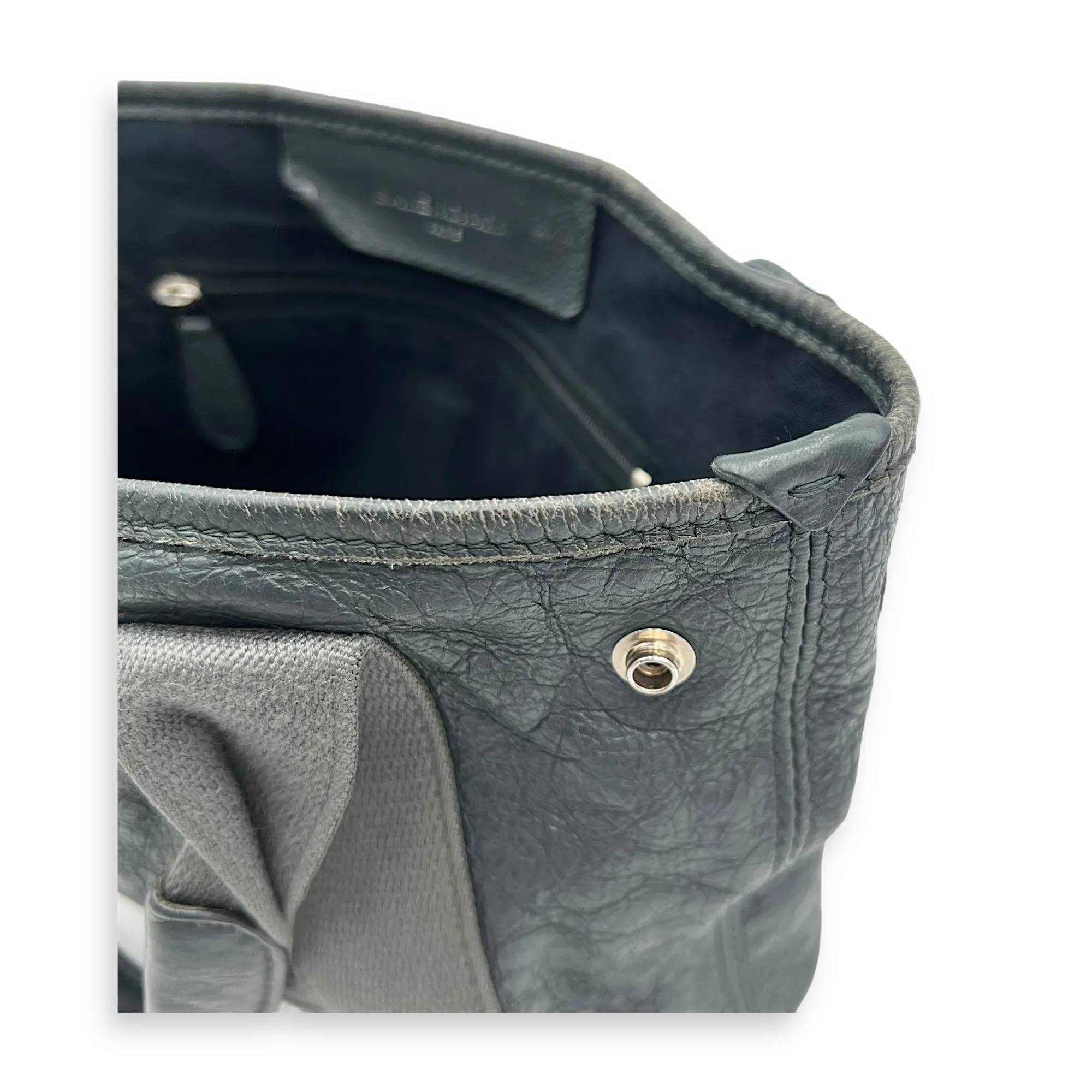 Cabas XS Grey Tote Bag in Calfskin, Silver hardware