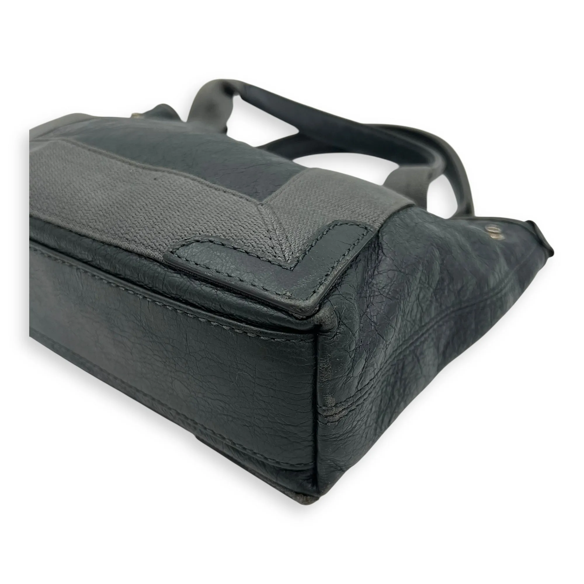 Cabas XS Grey Tote Bag in Calfskin, Silver hardware