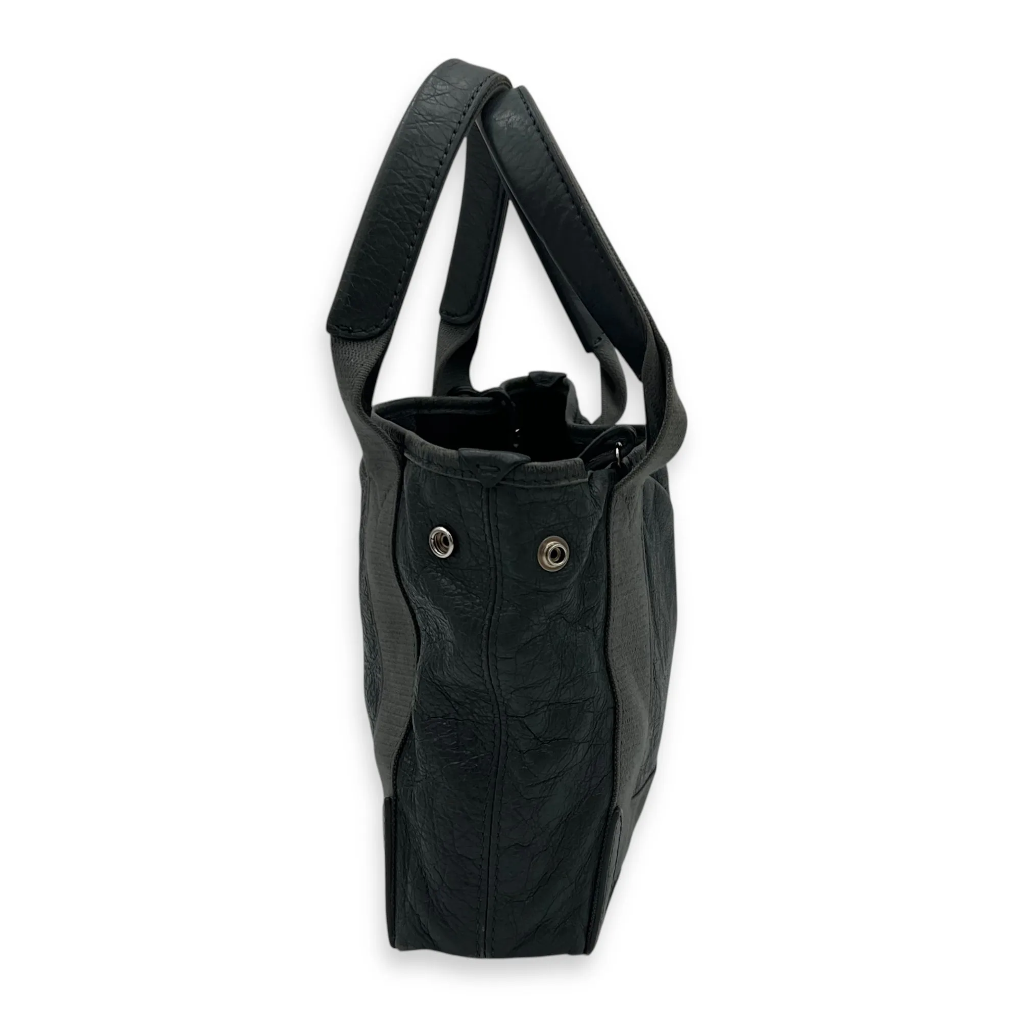 Cabas XS Grey Tote Bag in Calfskin, Silver hardware