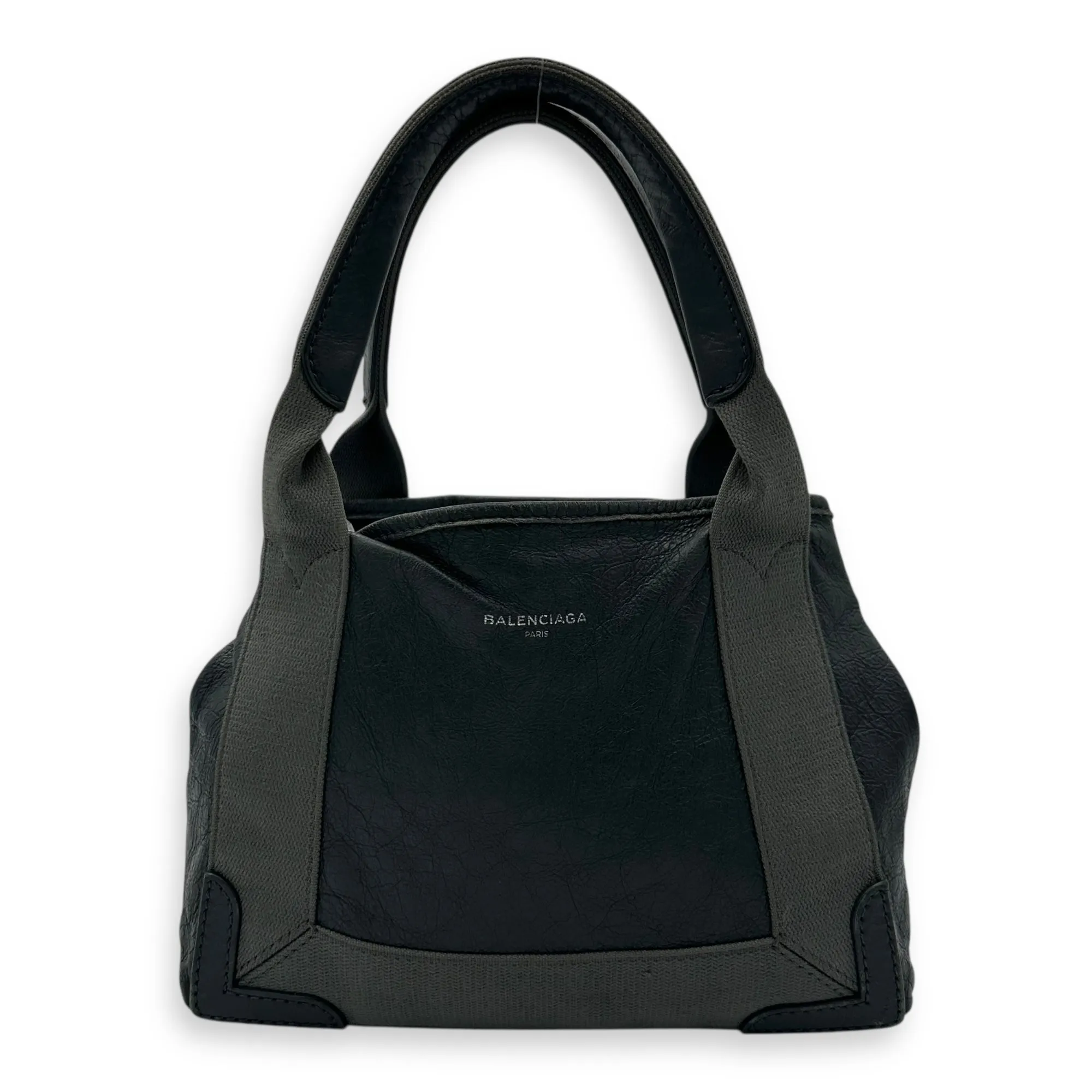 Cabas XS Grey Tote Bag in Calfskin, Silver hardware