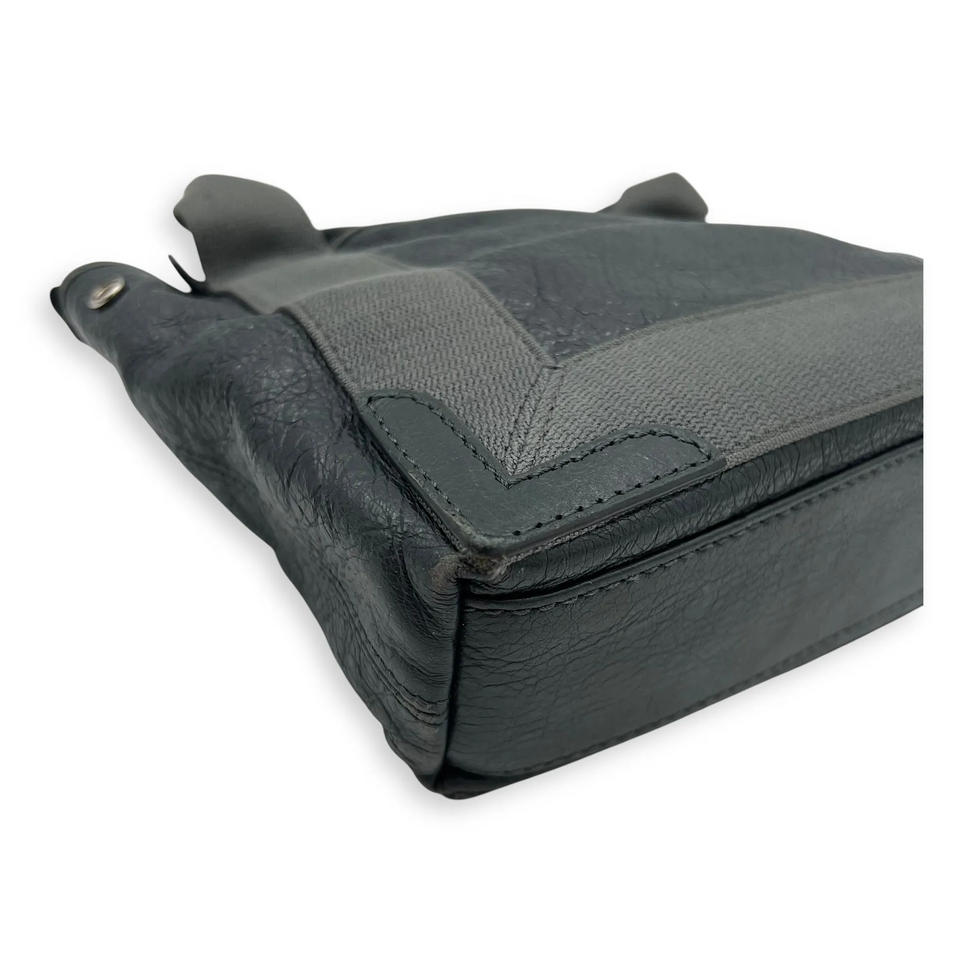 Cabas XS Grey Tote Bag in Calfskin, Silver hardware