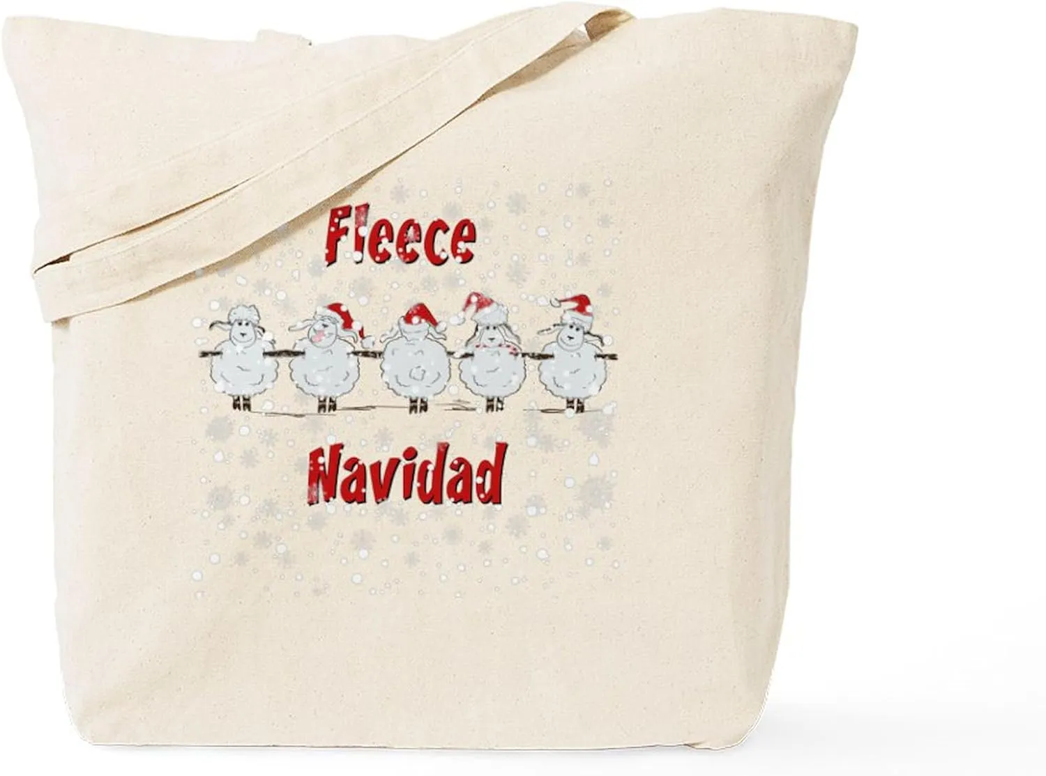 CafePress FUNNY Christmas Fleece Navidad Sheep Tote Bag Reusable Natural Beige Canvas Shopping Bag