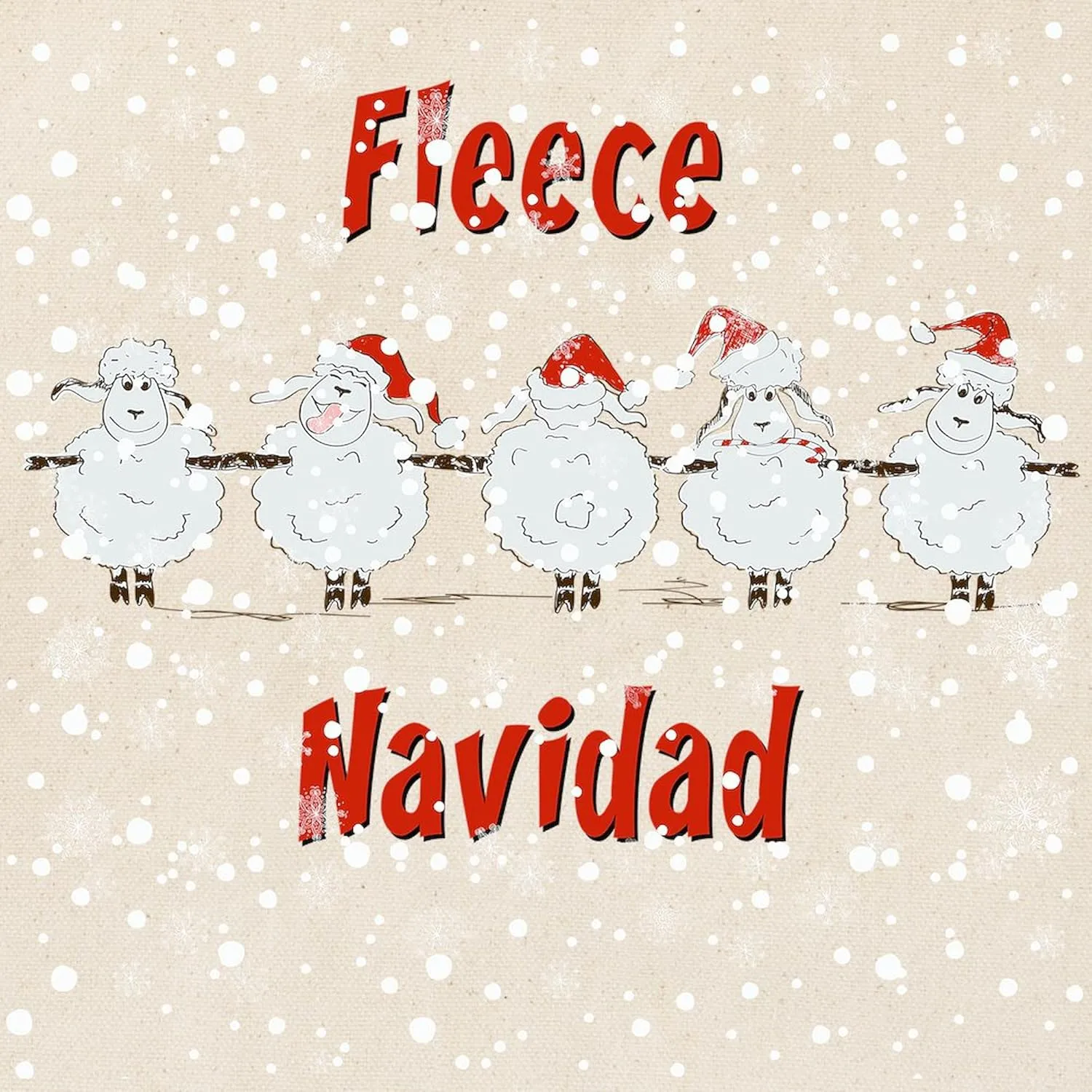 CafePress FUNNY Christmas Fleece Navidad Sheep Tote Bag Reusable Natural Beige Canvas Shopping Bag