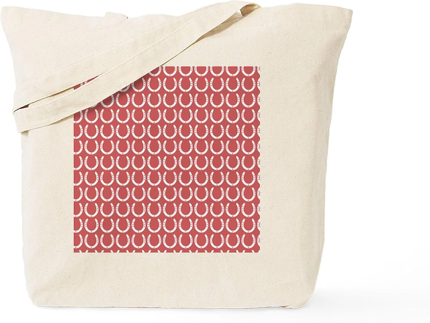 CafePress Indian Red Horseshoe Pattern Tote Bag Reusable Natural Beige Canvas Shopping Bag