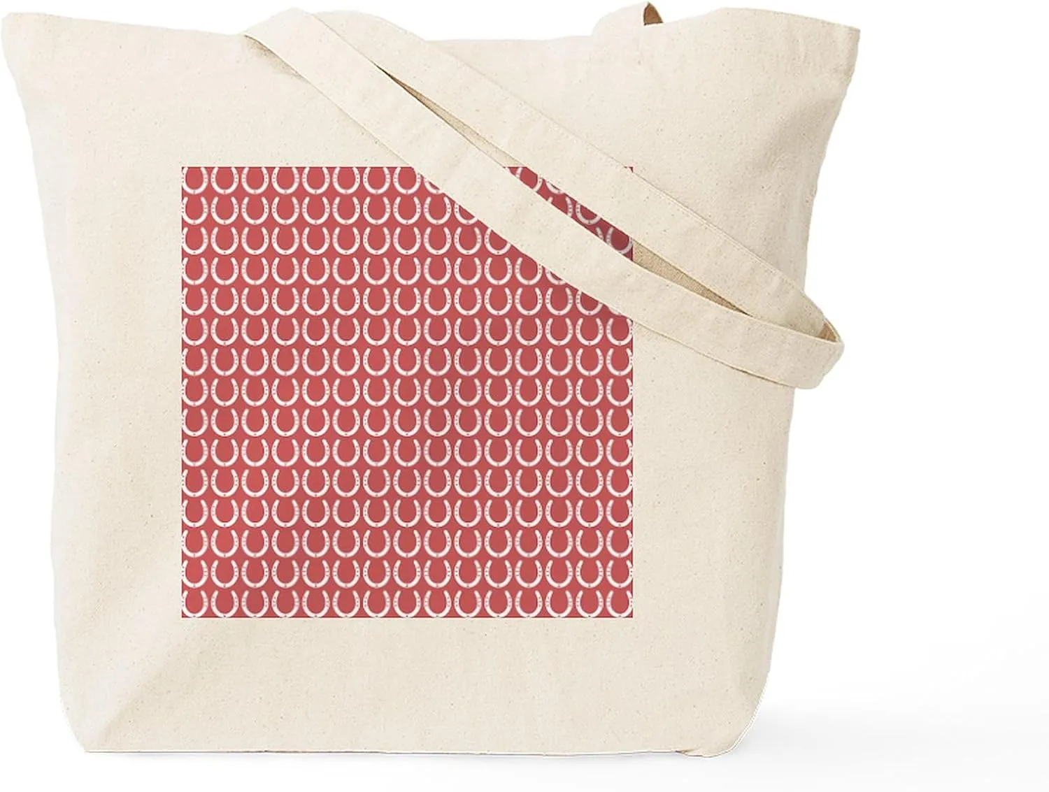 CafePress Indian Red Horseshoe Pattern Tote Bag Reusable Natural Beige Canvas Shopping Bag