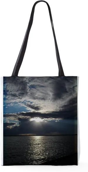 CafePress Sun And Clouds Over Lake Erie 18"x18" Reusable Grocery Shopping Sling Tote Bag