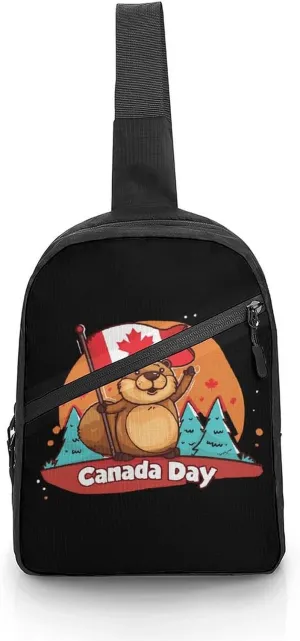Canada Day Groundhog Foldable Crossbody Sling Bags Shoulder Backpack Chest DayPack Handbag