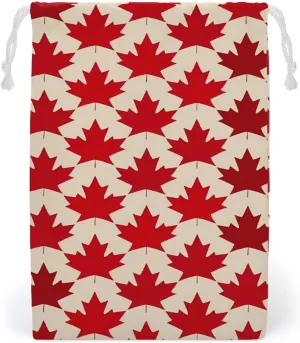 Canada Maple Leaf Pattern Drawstring Bag Portable Storage Bags Small Pouch for Sports Travel 12 * 18cm