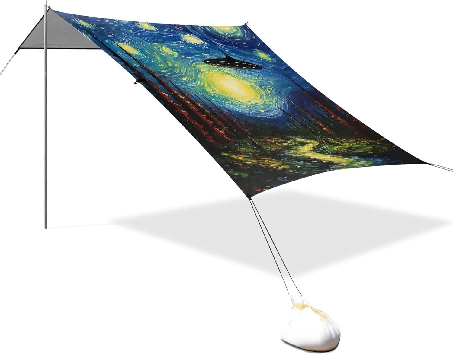 Canopy Tent Beach UFO Starry Night Fairland Patio Sun Shade Outdoor 9.2 × 10.5 FT Family Camping Shelter Backyard Windproof with Sand Bags Poles