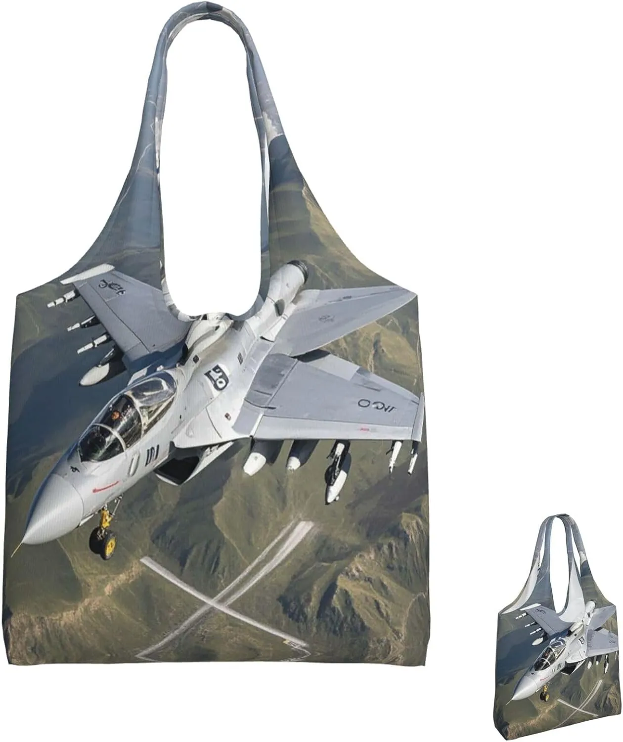 Canvas Tote Bag Lightweight Reusable Grocery Shopping Bag Bird standing on pig's head Handbag for Women Men