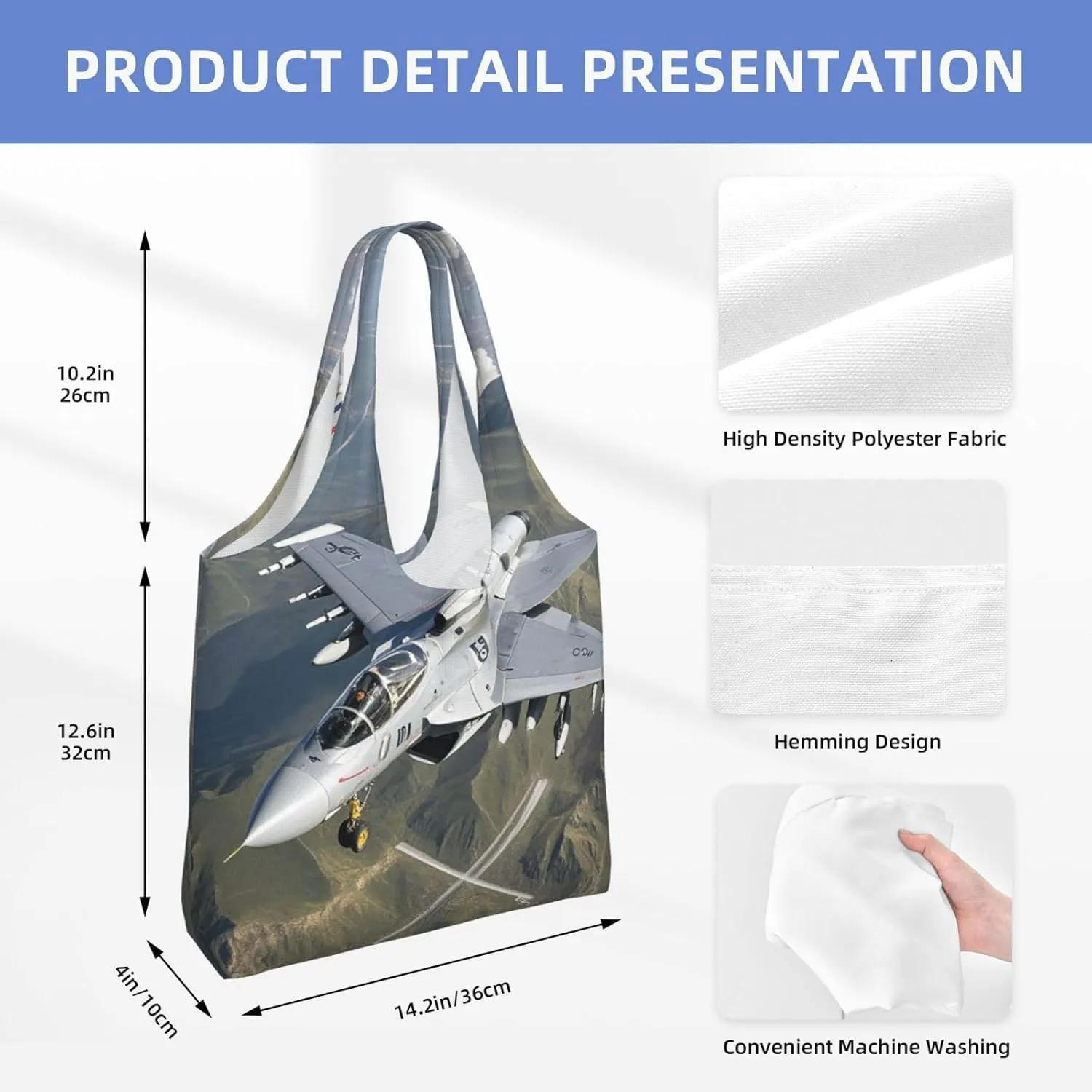 Canvas Tote Bag Lightweight Reusable Grocery Shopping Bag Bird standing on pig's head Handbag for Women Men