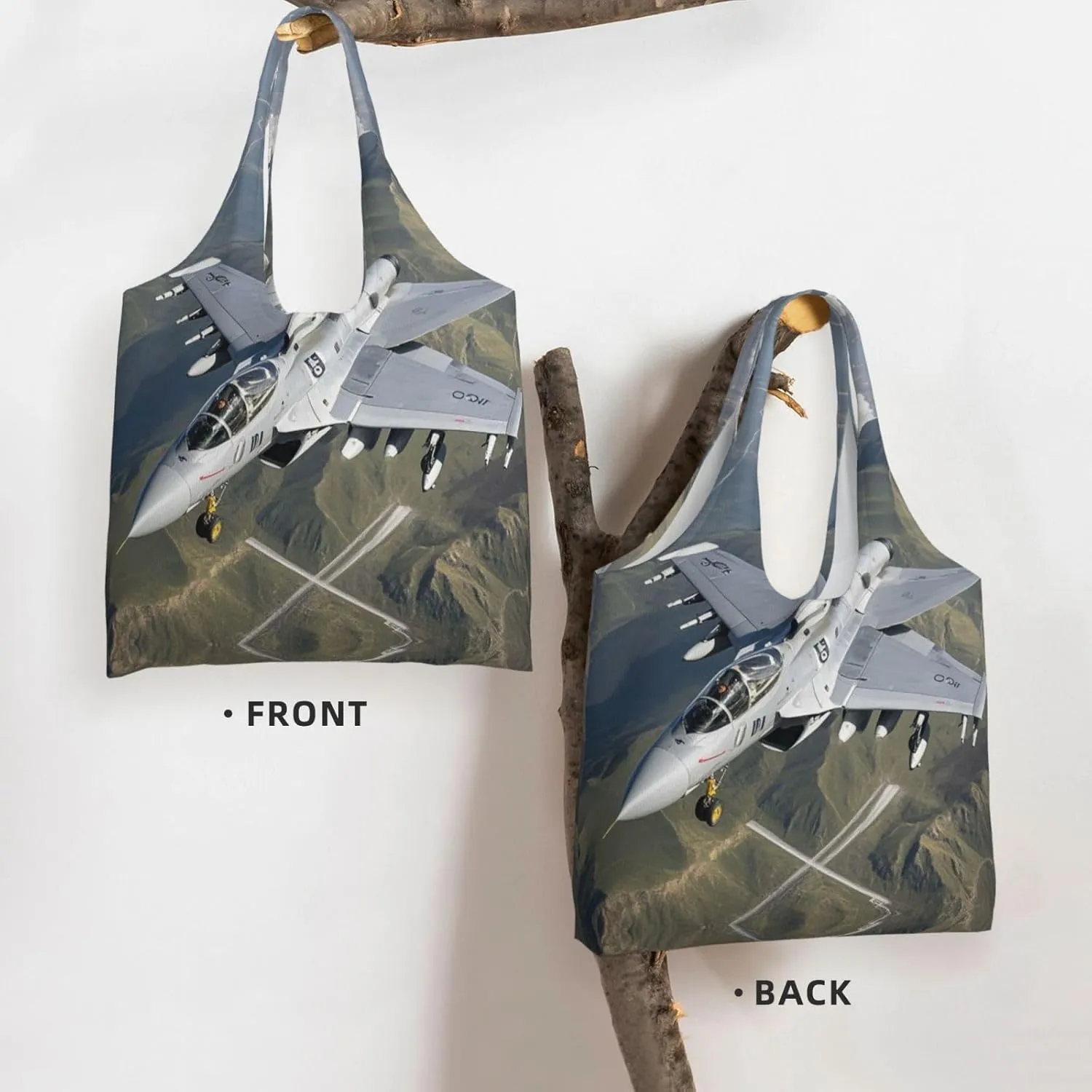 Canvas Tote Bag Lightweight Reusable Grocery Shopping Bag Bird standing on pig's head Handbag for Women Men