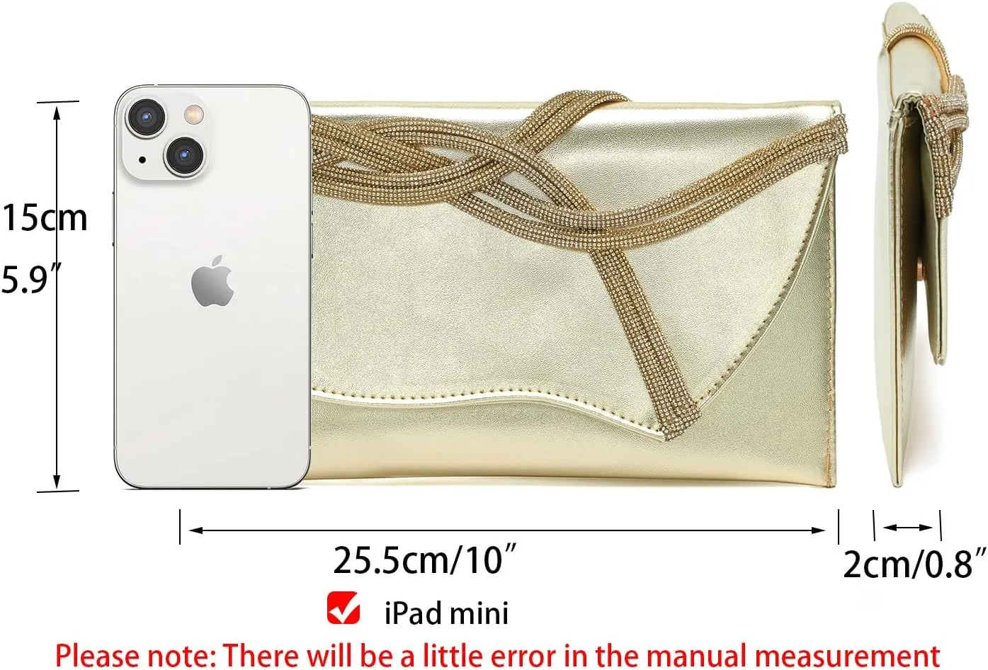 CARIEDO Women's Evening Bag Elegant Clutch Delicate PU Leather Flap Handbag Prom Wedding Party