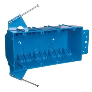 Carlon B455A-UPC Switch/Outlet Box with Bracket, 4-Gang, Depth: 2-1/2", Nail-On, Non-Metallic