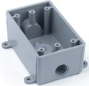 Carlon E381D-CAR T Outlet Box, Weatherproof, 1 Gang, 4.56-Inch Length by 2.8-Inch Width by 2-Inch Depth, Gray, 10-Pack