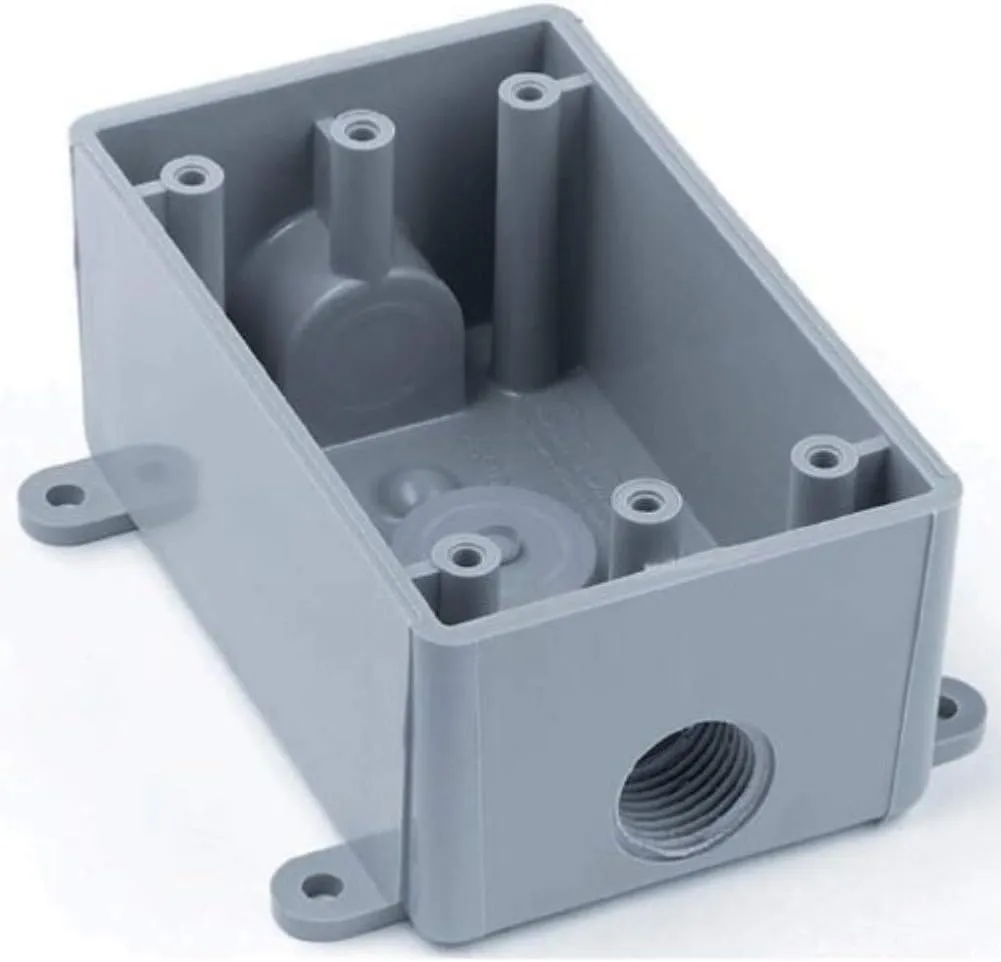 Carlon E381D-CAR T Outlet Box, Weatherproof, 1 Gang, 4.56-Inch Length by 2.8-Inch Width by 2-Inch Depth, Gray, 10-Pack