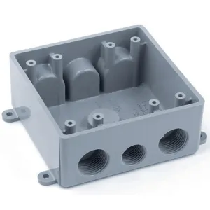 Carlon E382DE Weatherproof Box, 2-Gang, 1/2" & 3/4" Hubs, Non-Metallic