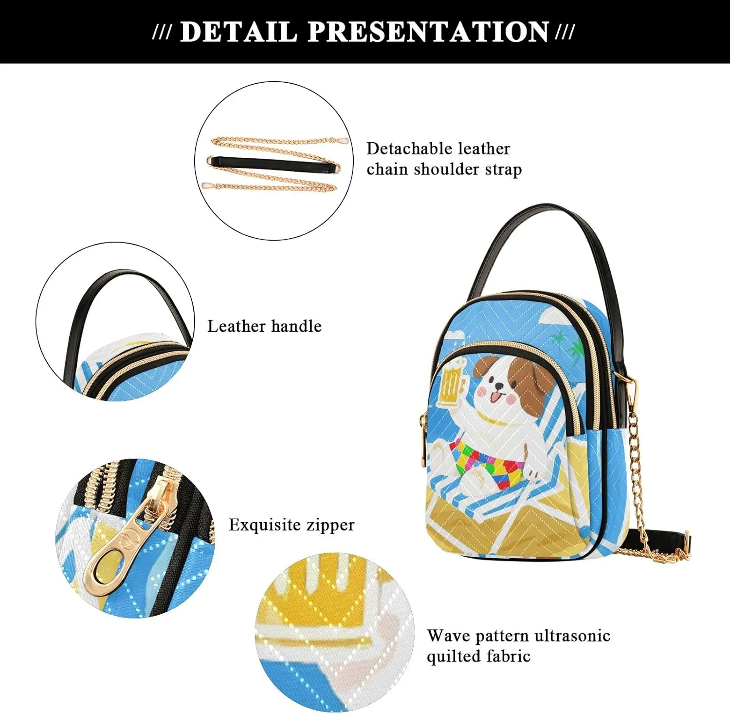 Cartoon Small Handbag Crossbody Bag for Women Quilted Bags Shoulder Purse Phone Wallet Chain Bag