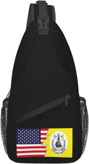 Cass County, Missouri Flag And America Crossbody Bags For Women Men Chest Backpack Gym Shoulder Bag Travel Outdoor Sports Casual Crossbody Bags