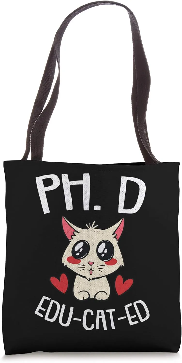 Cat PHD Cute Future PH.D Graduation Candidate Student Gift Tote Bag