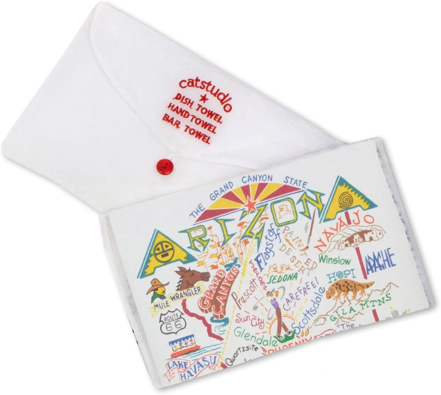 Catstudio Arizona Dish Towel - U.S. State Souvenir Kitchen and Hand Towel with Original Artwork - Perfect Tea Towels for Arizona Lovers, Travel Souvenir