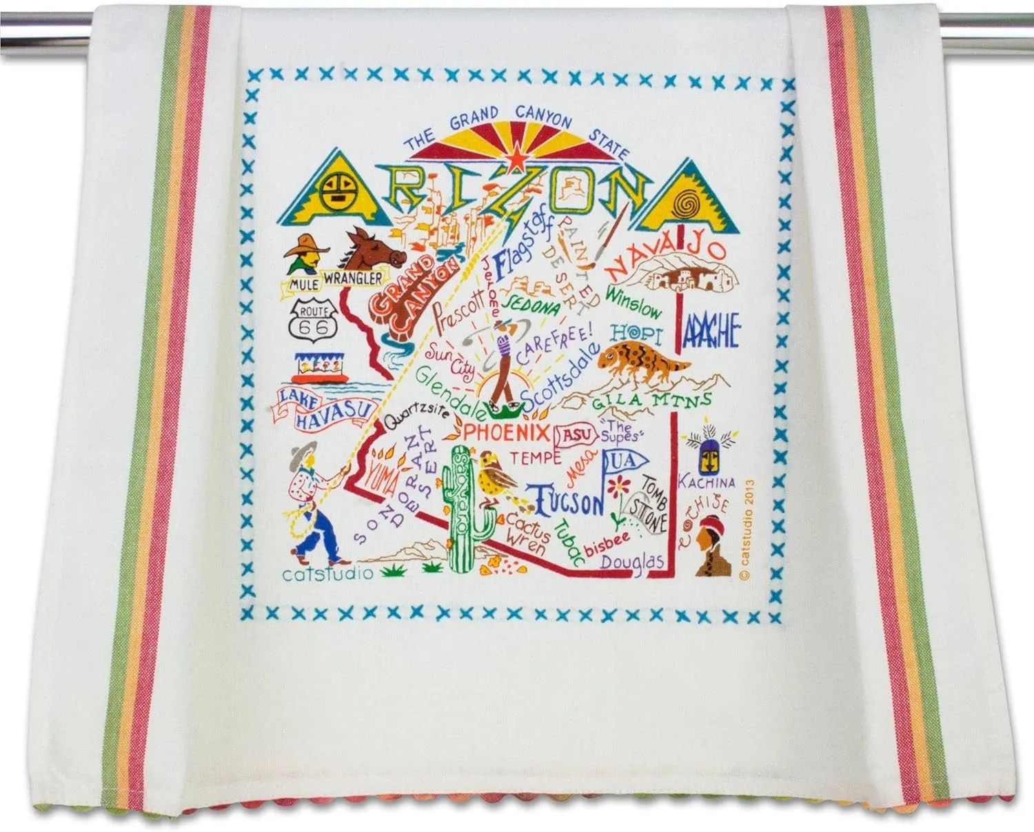 Catstudio Arizona Dish Towel - U.S. State Souvenir Kitchen and Hand Towel with Original Artwork - Perfect Tea Towels for Arizona Lovers, Travel Souvenir