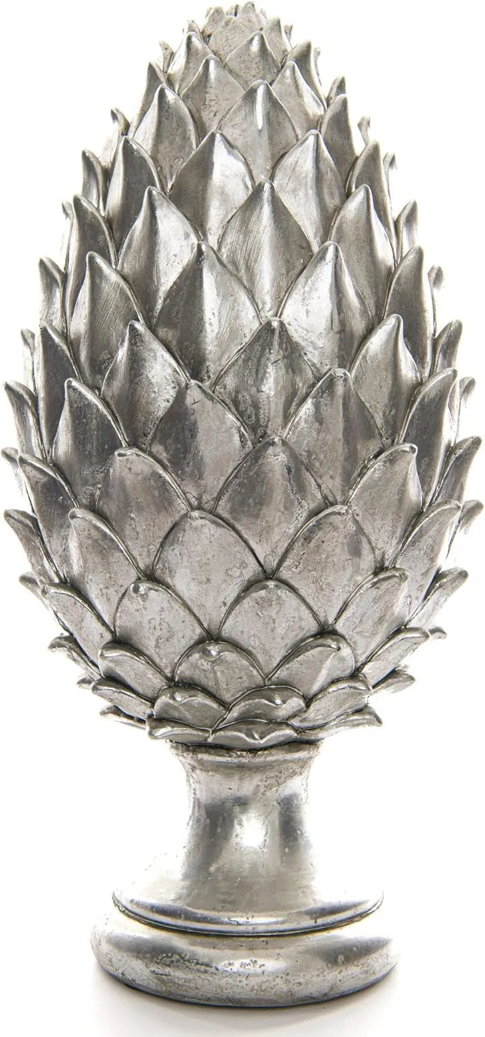 Ceramic Pinecone Ornament (40cm x 20cm x 20cm) (Silver)