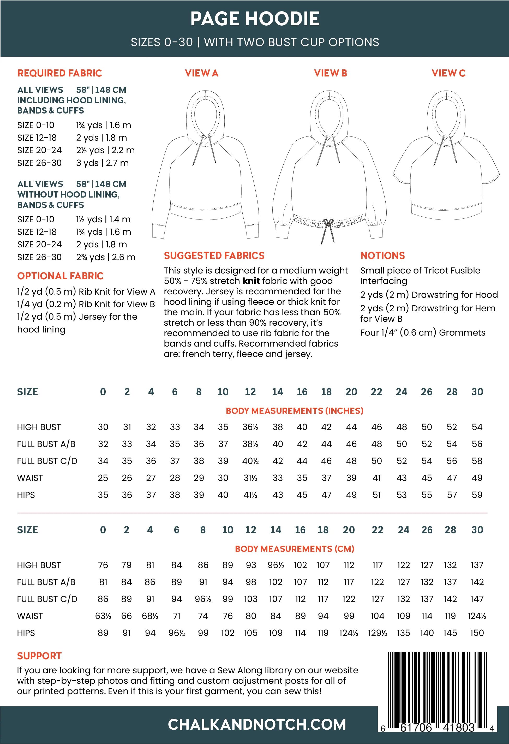 Chalk and Notch Patterns - Page Hoodie - Sizes 0-30