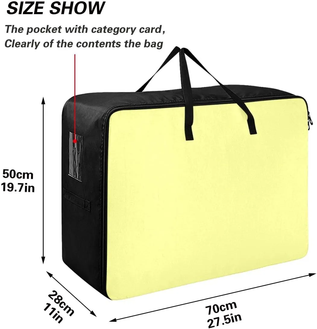 Champagne Yellow Storage Bag, 27.5x19.7x11 In, Collapsible Moving Bags Zippered Storage Bag for Moving