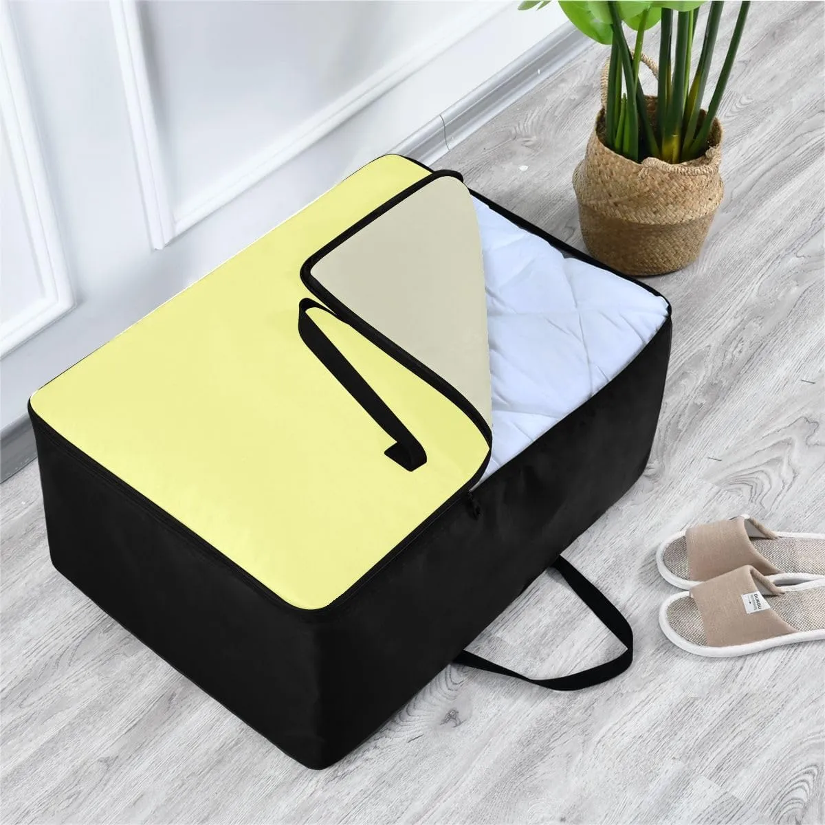 Champagne Yellow Storage Bag, 27.5x19.7x11 In, Collapsible Moving Bags Zippered Storage Bag for Moving
