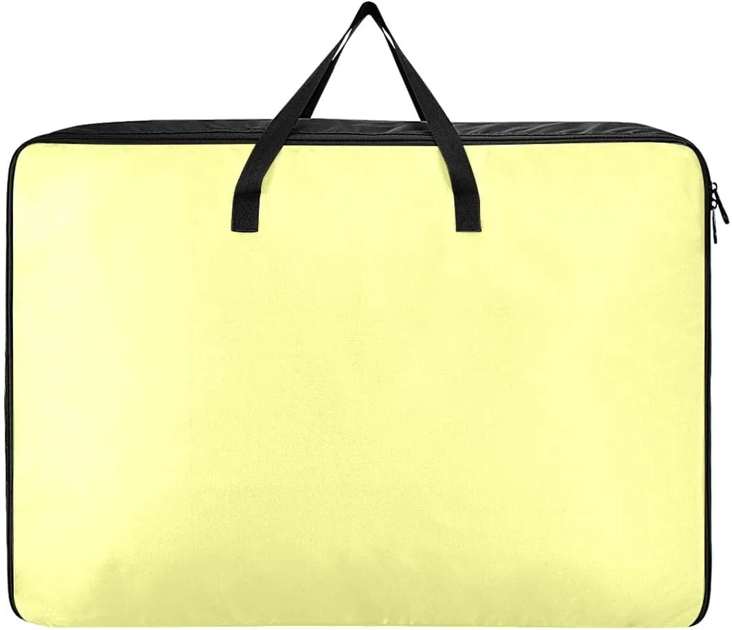 Champagne Yellow Storage Bag, 27.5x19.7x11 In, Collapsible Moving Bags Zippered Storage Bag for Moving