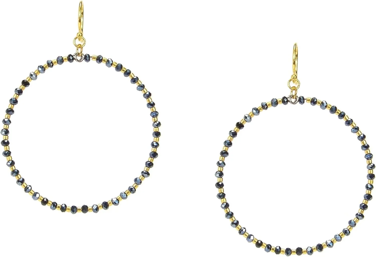 Chan Luu 2" Hoop Earrings in Midnight Crystal and Gold