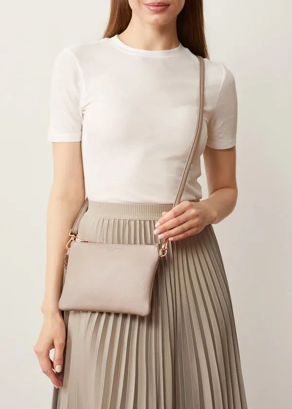 CHARLIE MIDDLETON Taupe Essential Crossbody Bag - Gold