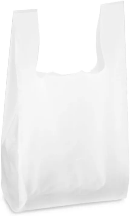 Charm Your Prince 100 Clear Disposable Plastic T-Shirt Shopping Gift Bags with Handles - Medium - 11 1/2" x 6" x 21"
