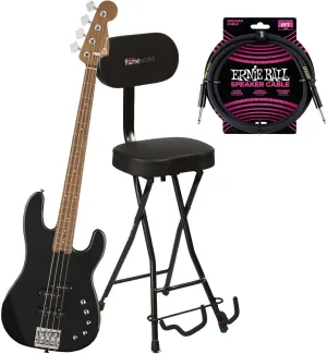 Charvel Pro-Mod San Dimas Bass PJ IV – Metallic Black, Gator GFW-GTR-SEAT, EBall Cable Bundle